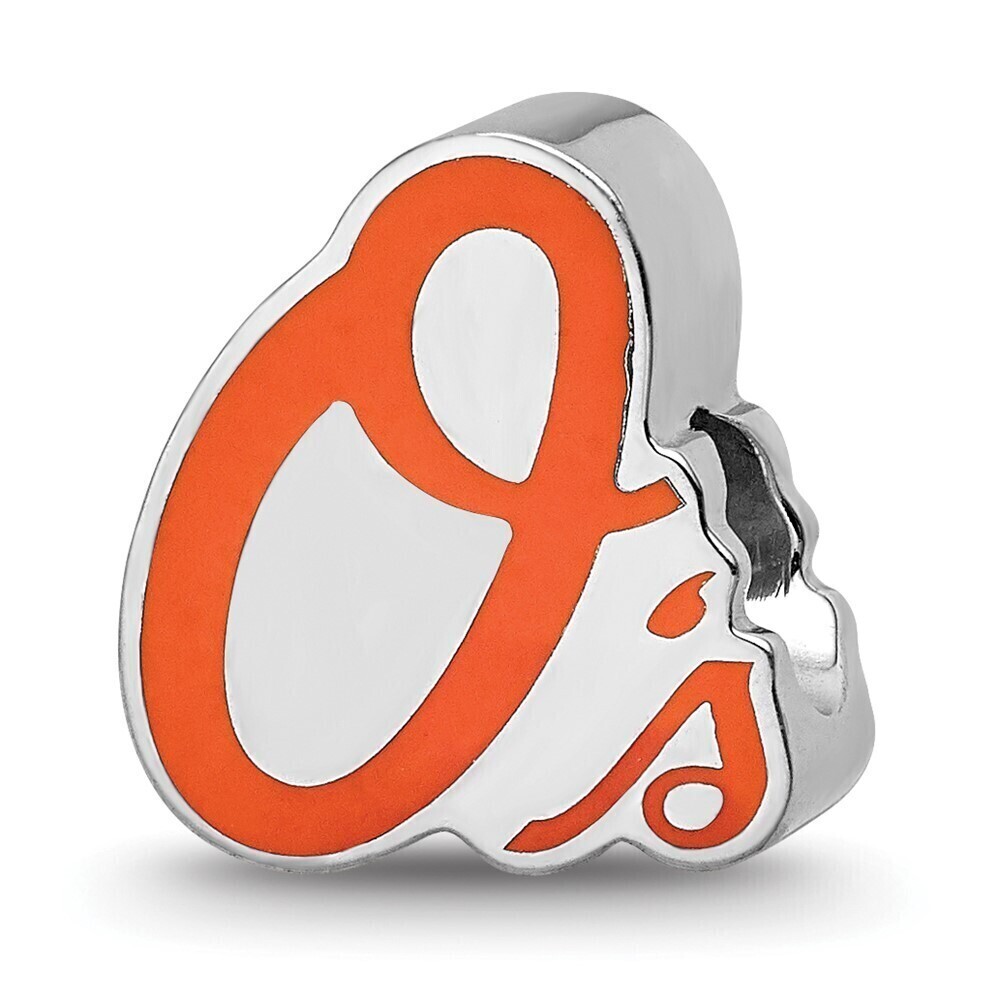 Kazi Luxury SS Rh-p MLB LogoArt Baltimore Orioles Enameled Bead